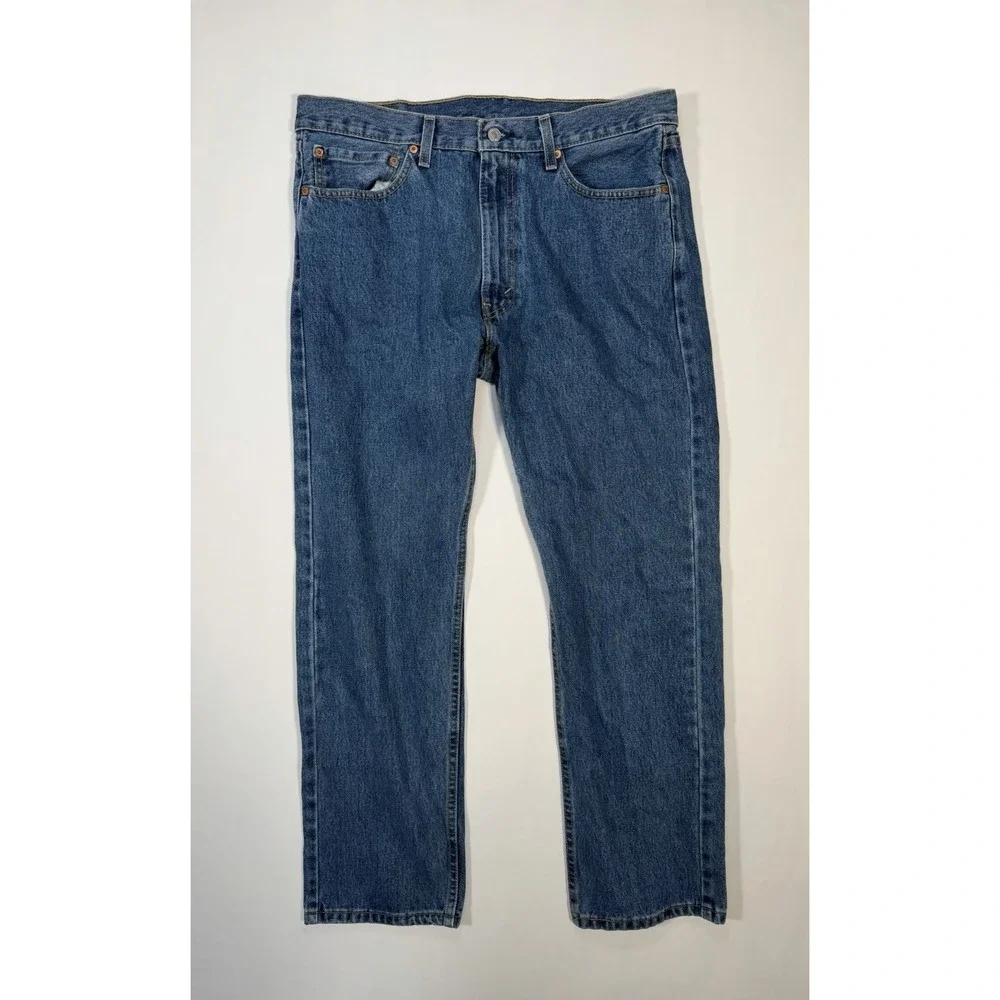 Levi's 505 Men's Jeans 36x30 Regular Fit Straight Leg Medium Wash Blue Denim